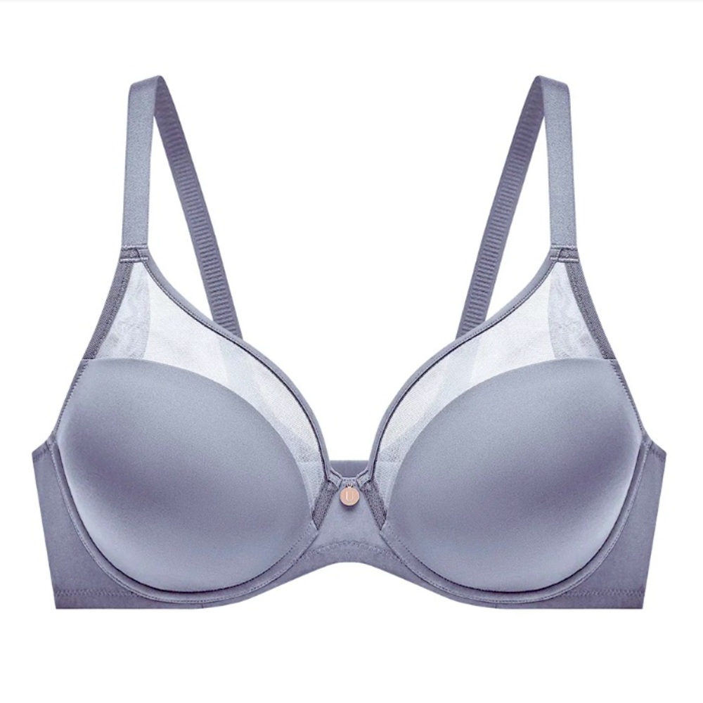 Understance Mesh Contour FlexWire Plunge Bra Silver Gray NWT-32DD